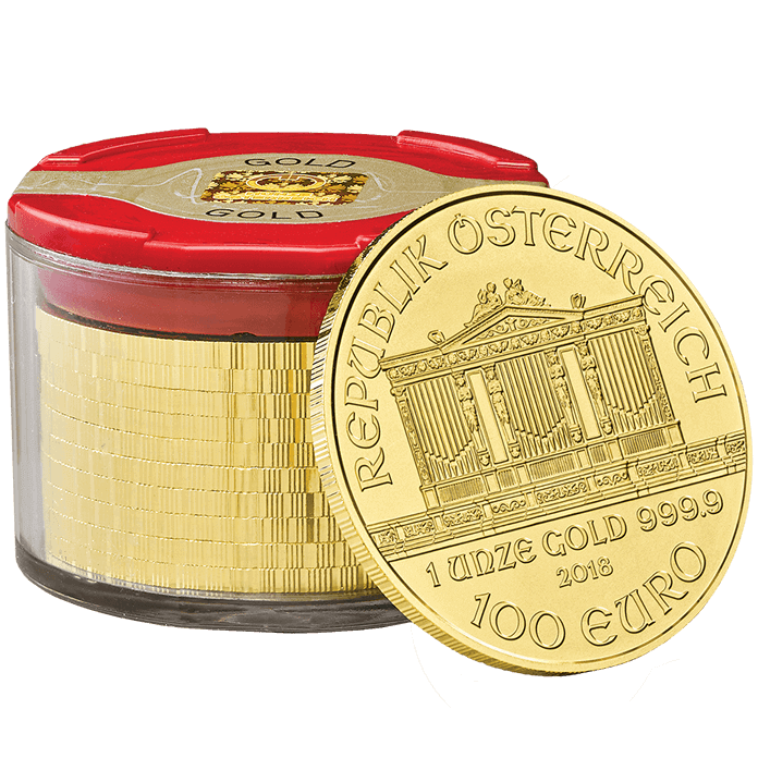 Austrian Philharmonic 2018 Gold One Ounce Ten Coin Tube