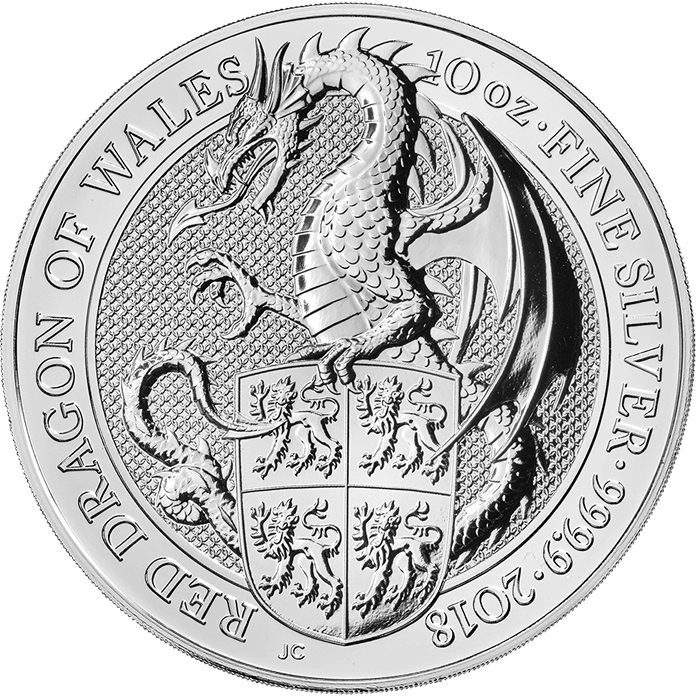 The Queen's Beasts 2018 - The Red Dragon Ten Ounce Fine Silver Bullion Coin