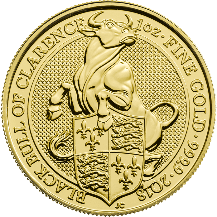 The Queen's Beasts 2018 Black Bull 1 oz Gold Coin
