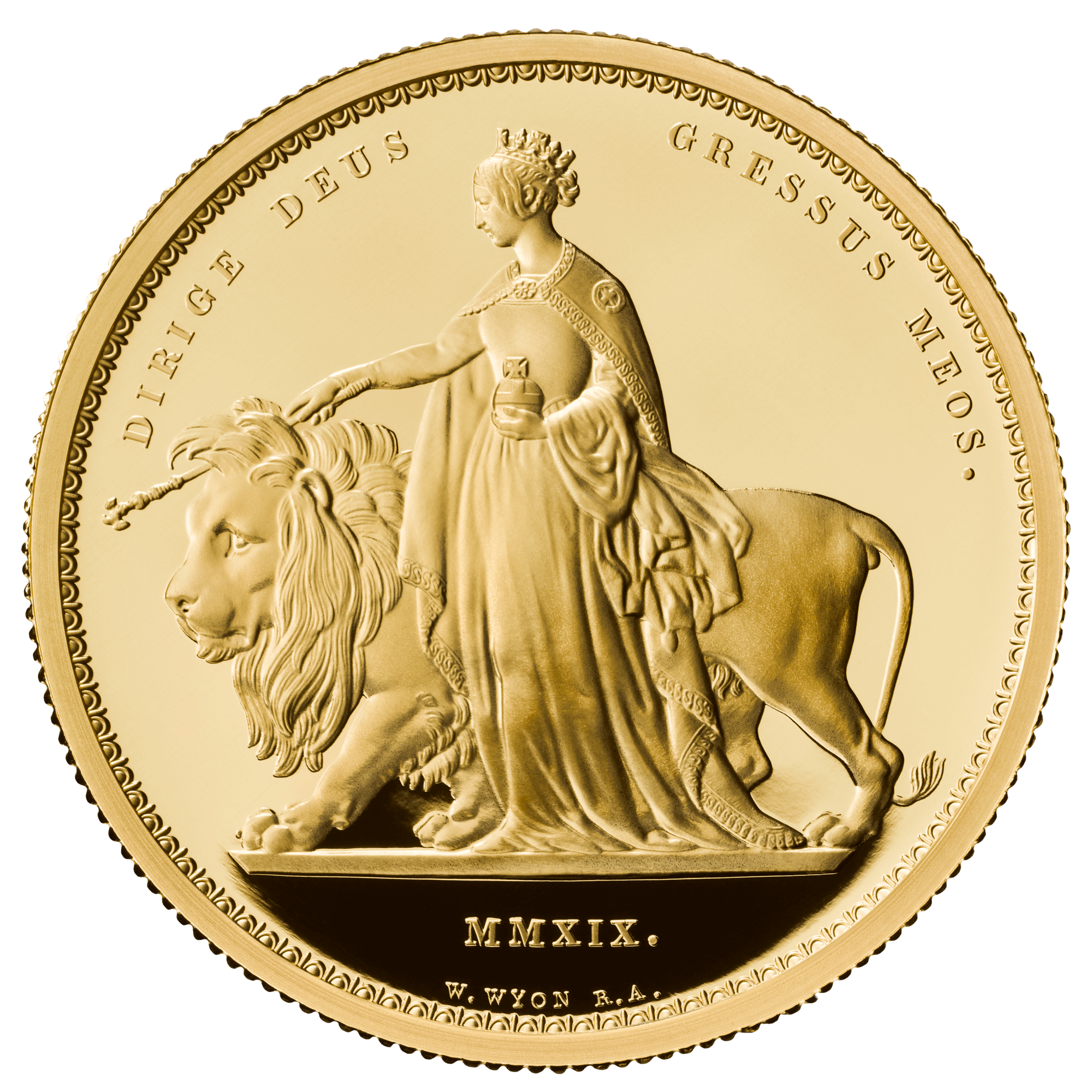 Una and The Lion 2 Ounce Golf Proof Coin Reverse