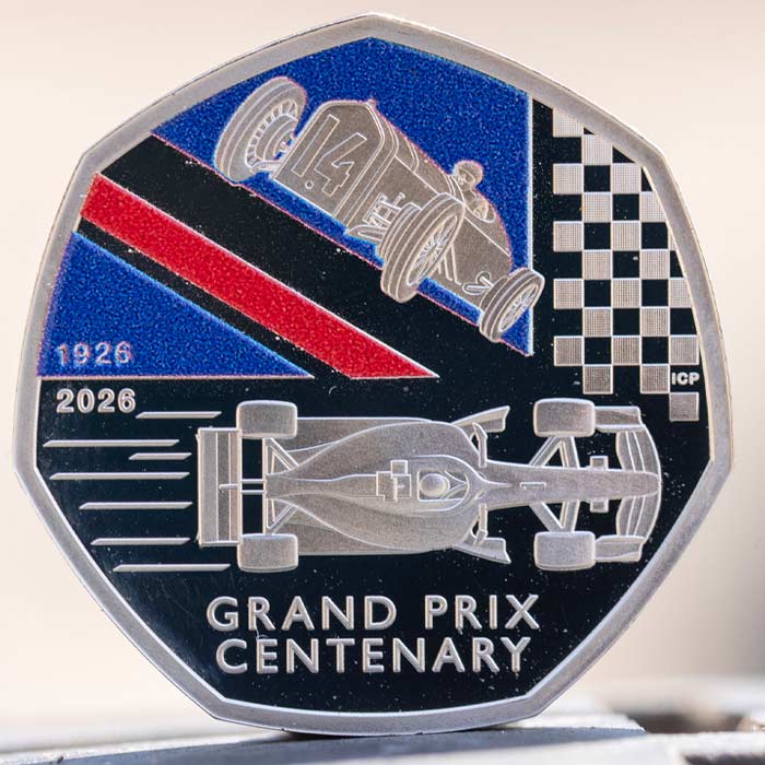 Minting Motorsport History: Royal Mint Unveils 50p Marking 100 Years Of The Grand Prix In Britain