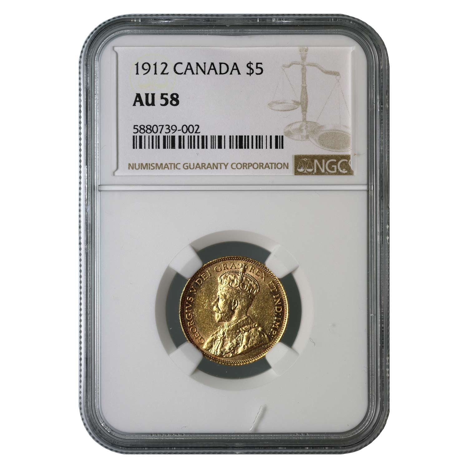 George V 1912 Canada $5 AU58