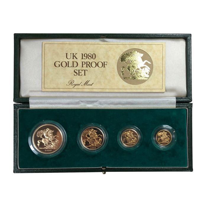 1980 Elizabeth II 4-coin Gold Proof sovereign set cased with certificate