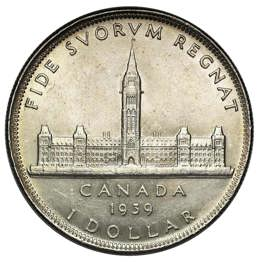 1939 Canada, George VI, silver Dollar