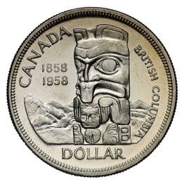 1958 Canada, Elizabeth II, silver Dollar