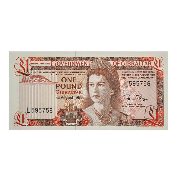 Queen Elizabeth II 1988 Gibraltar £1 Banknote