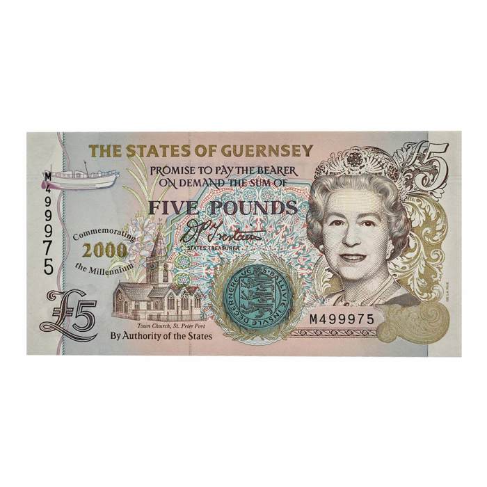 Queen Elizabeth II 2000 Guernsey £5 Banknote