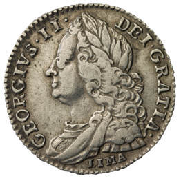 1745-1746 George II Sixpence Lima