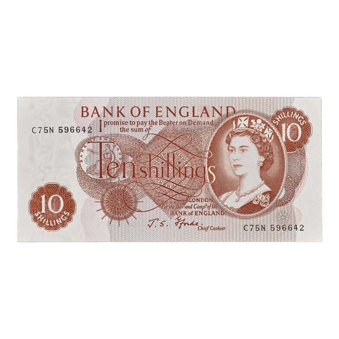 Queen Elizabeth II 10 Shilling Red-Brown Banknote