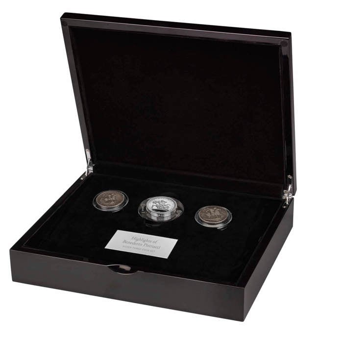 Highlights of Benedetto Pistrucci Three-Coin Silver Set 