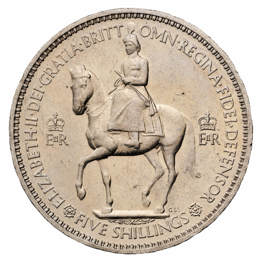 1953 Elizabeth II 5 Shilling, Commemorative Crown