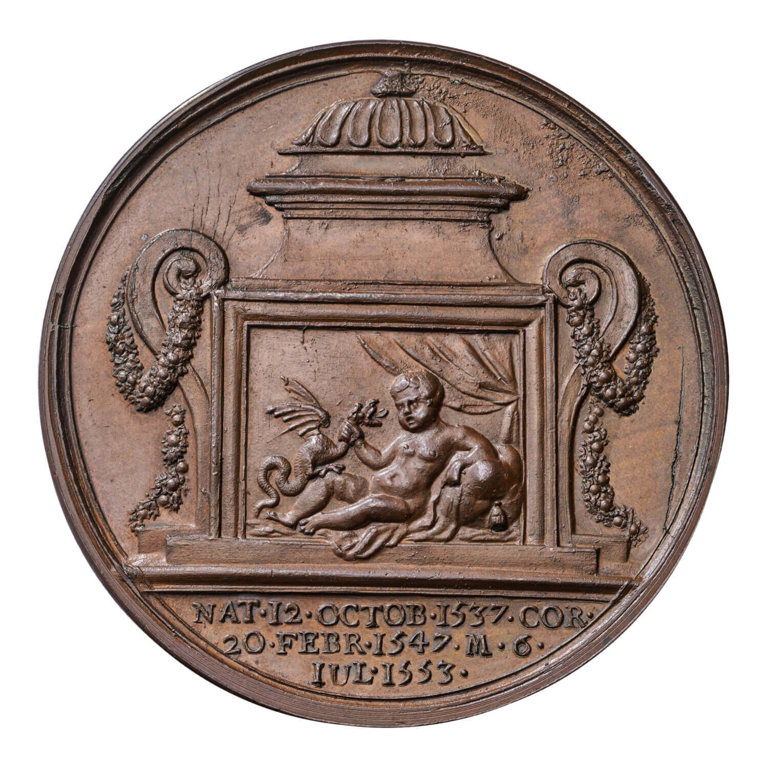 Médaille Rare Grande-Bretagne Roi Charles II Années 1680 - Bronze UNC - Jean Dassier