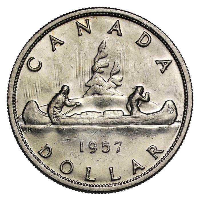 1957 Elizabeth II Silver Canadian Dollar 