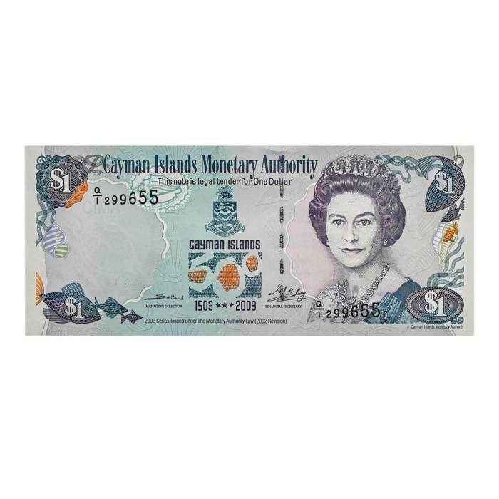 Queen Elizabeth II 2000 Cayman Islands $1 Banknote
