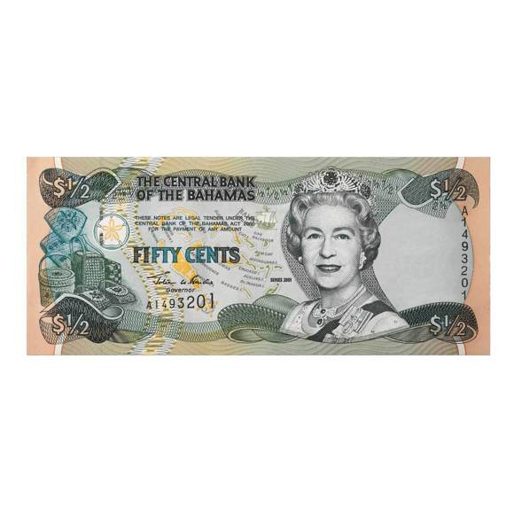 Queen Elizabeth II Bahamas 1/2$