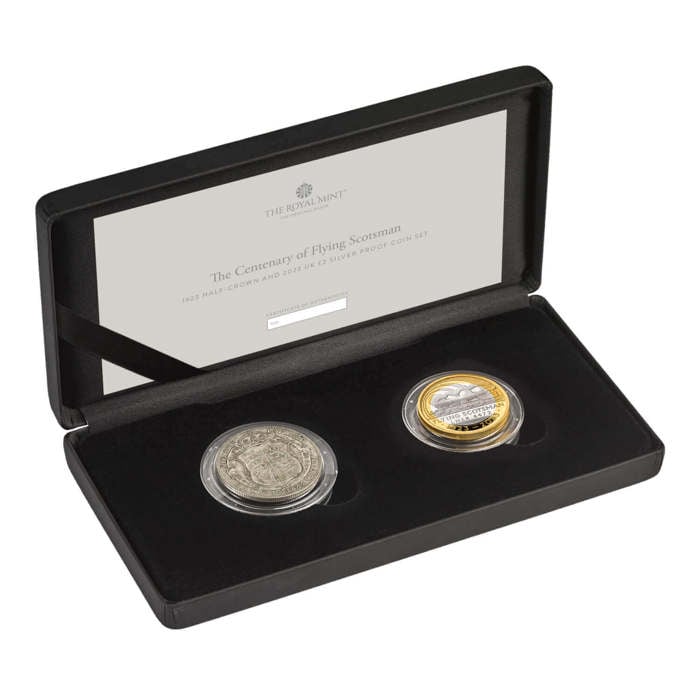 The Centenary of Flying Scotsman 1923 Half-Crown and 2023 UK £2 Silver Proof Coin Set