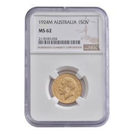 1924 George V Sovereign, Melbourne Mint Mark 