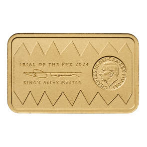 2024 Trial of the Pyx 5g Gold Bar