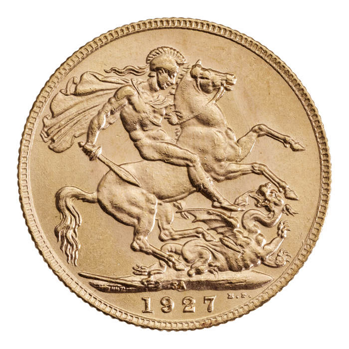1927 George V Sovereign, South Africa Mint Mark
