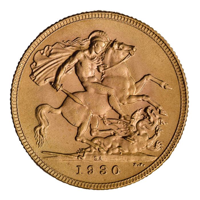 1930 George V Sovereign, South Africa Mint Mark