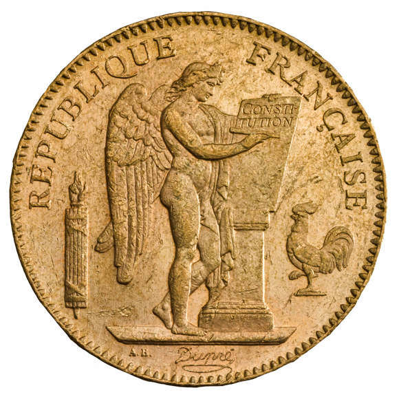 1871-1940 Gold Angel France, 50 Francs OR, Third Republic VF
