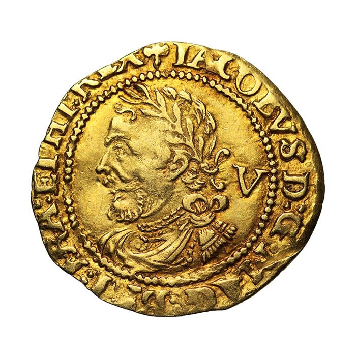 James I Gold Quarter-Laurel of Five Shillings, Third Coinage, (1619-25)