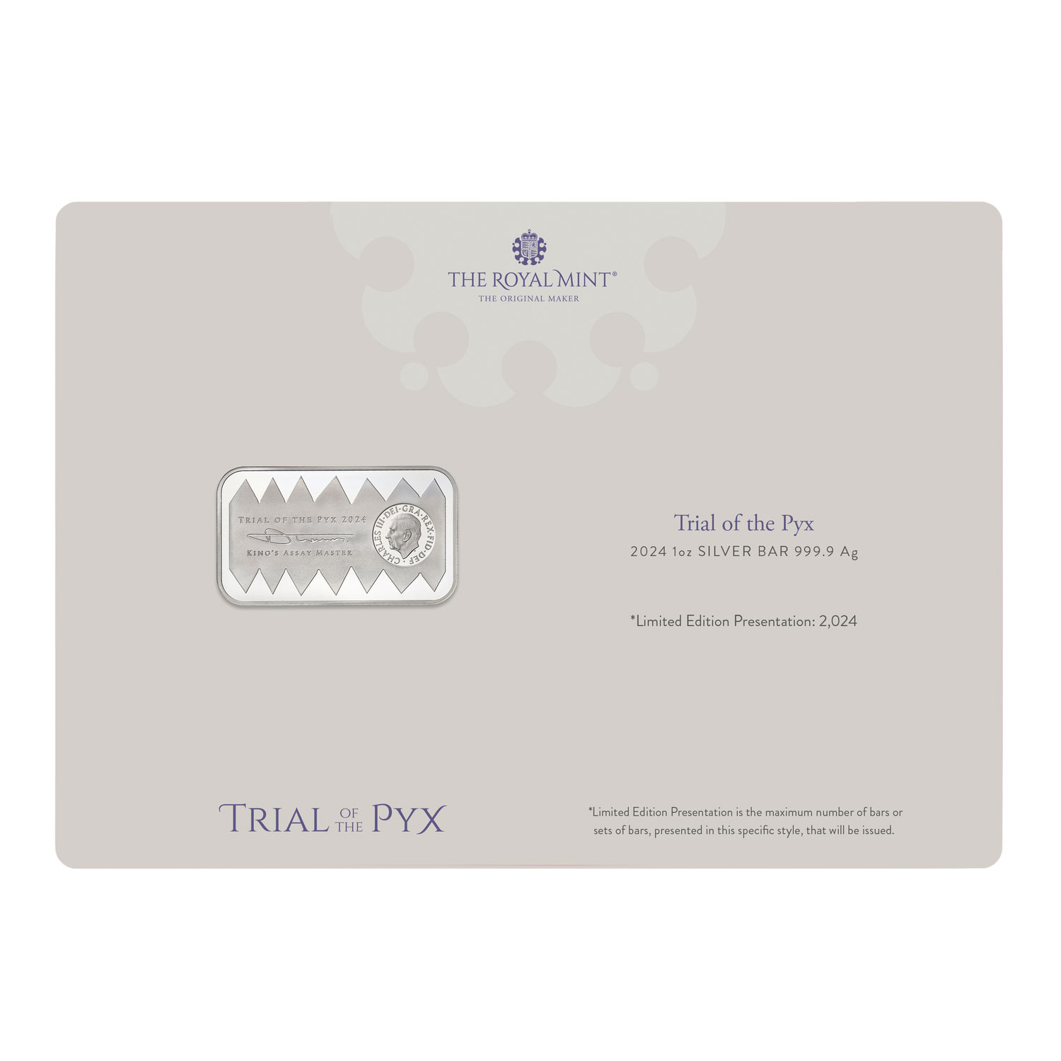 2024 Trial of the Pyx 1oz Silver Bar | The Royal Mint