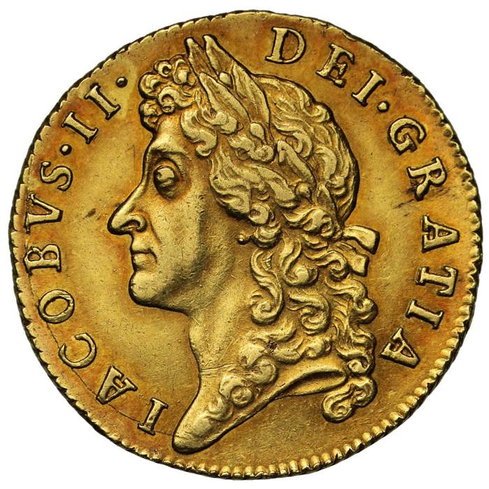 James II (1685-88) 1687 Gold Guinea Second Bust