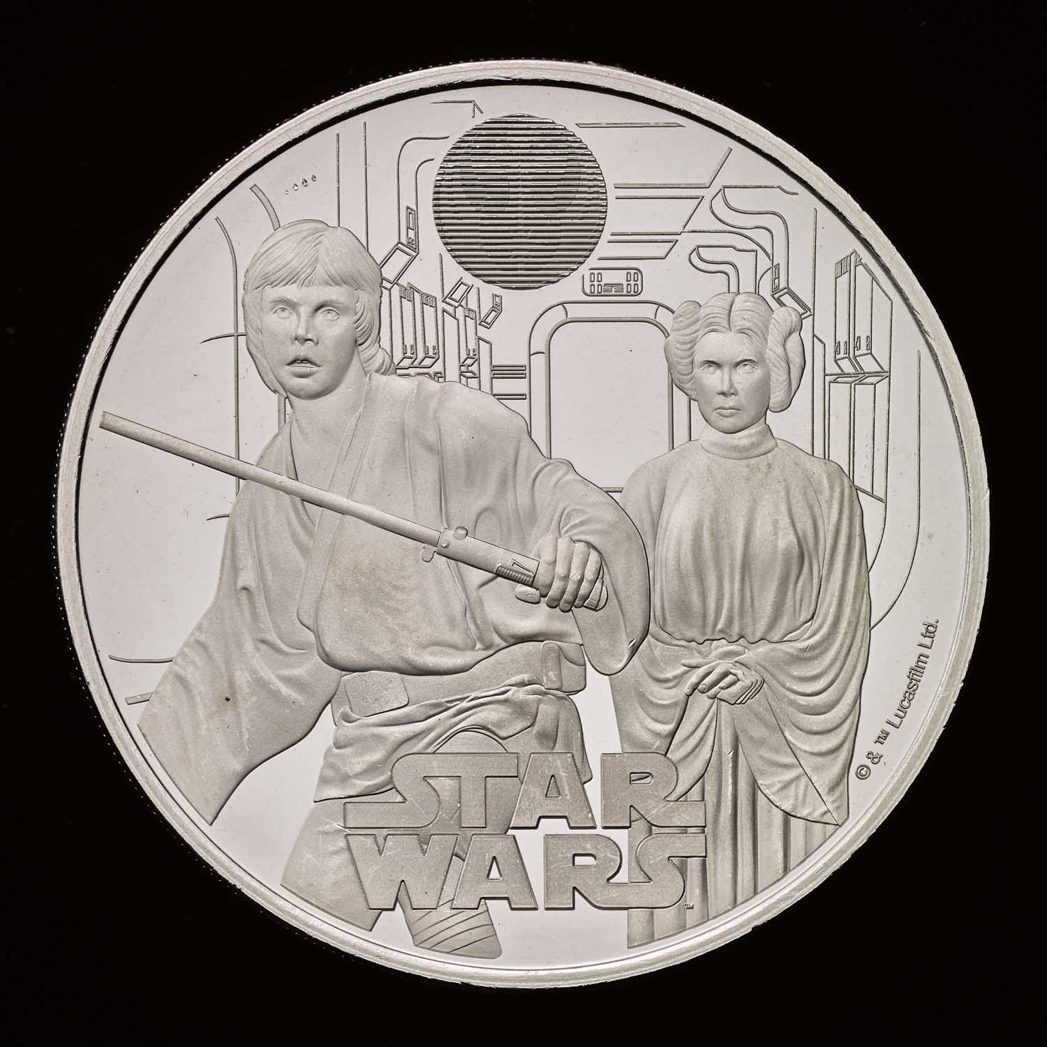 【アンティーク】Star Wars鑑定品 1oz silver coin Star Wars Luke Skywalker and Princess Leia 2023 UK 1oz Silver