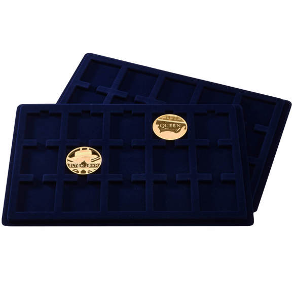 Cargo Coin Case - Tray, 50mm x 50mm, 15 Spaces (Pack of 2) - Blue