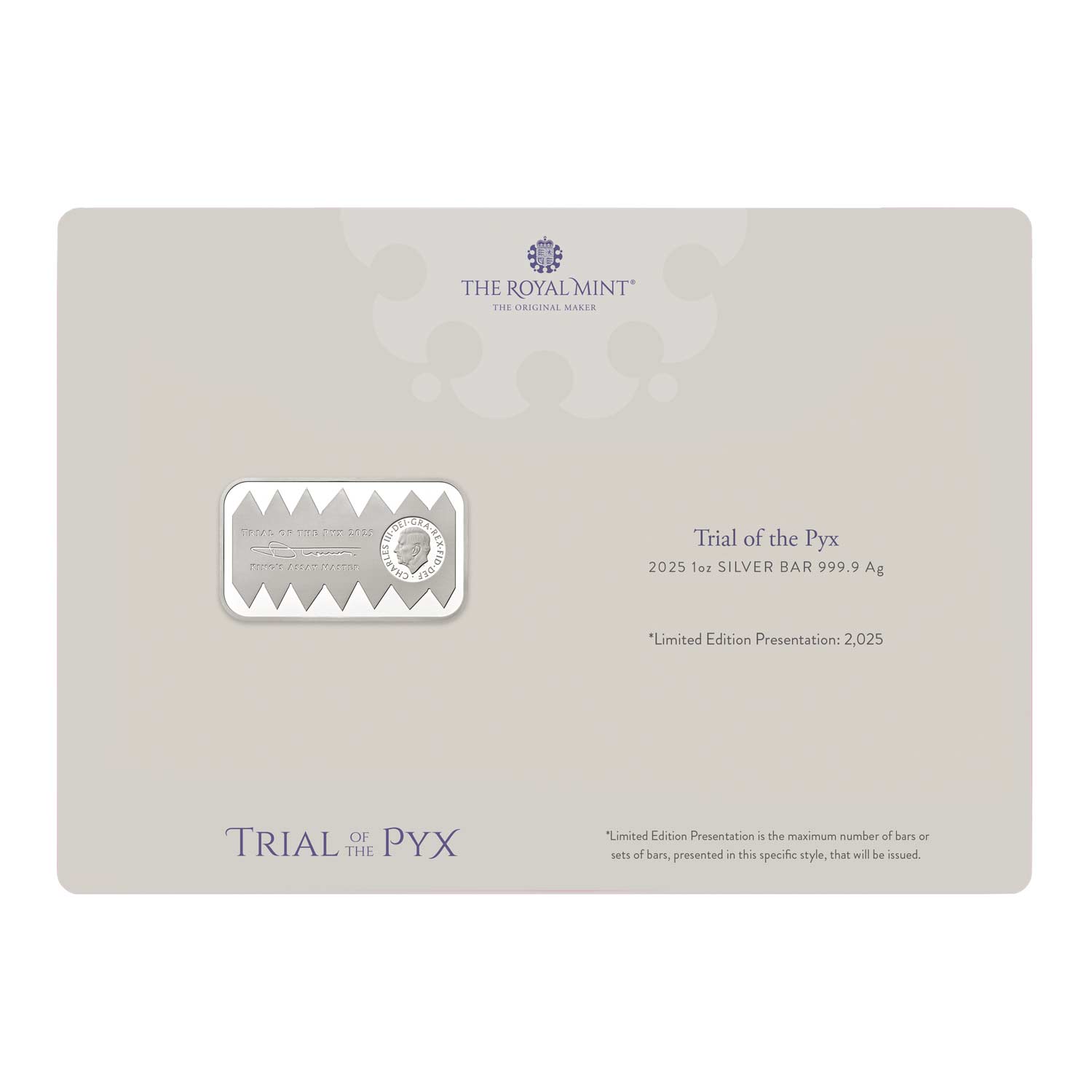 2025 Trial of the Pyx 1oz Silver Bar | The Royal Mint