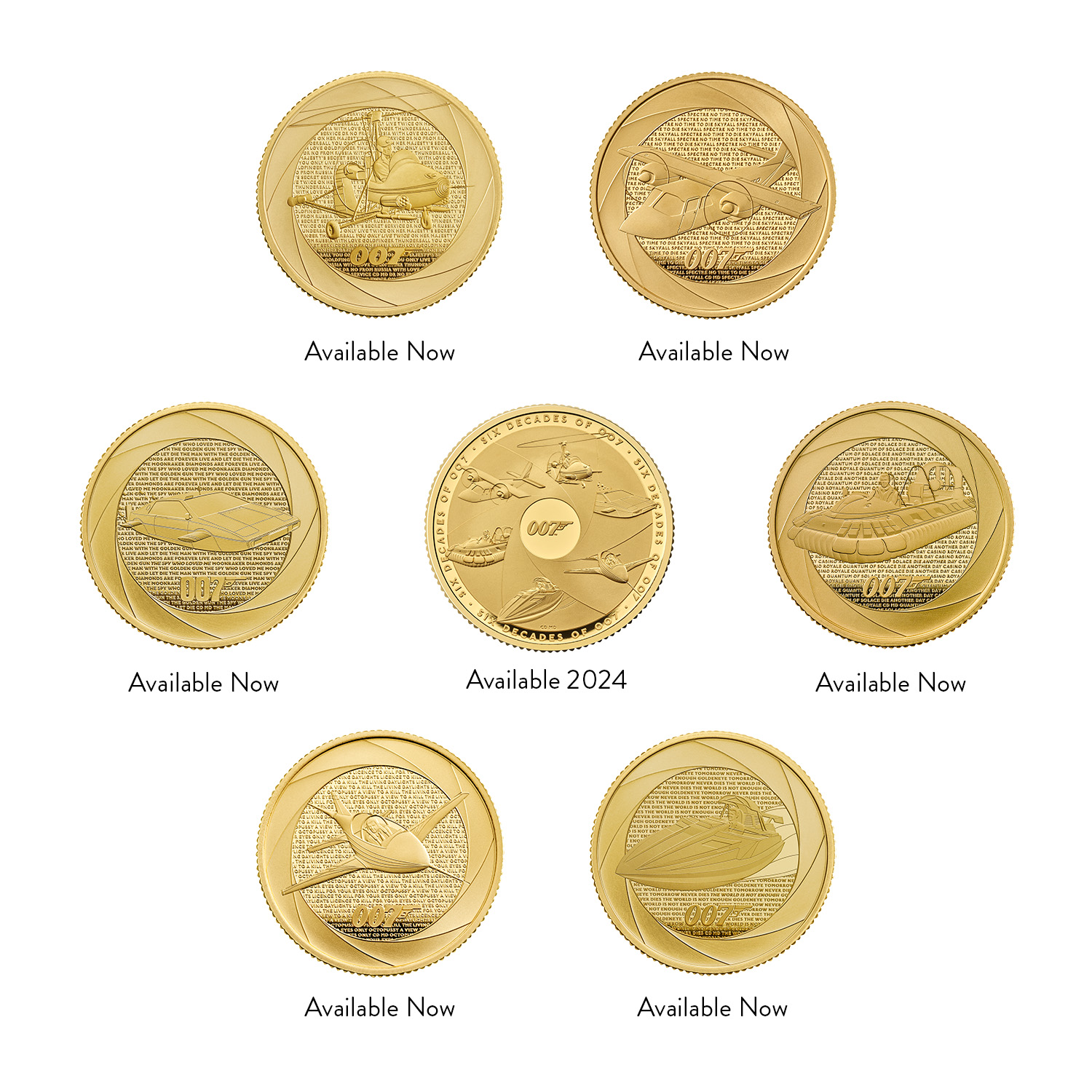 ＤＡＩＮＡ-ＲＯＹＡＬＭＩＮＴ Six Decades of 007 UK 1/4oz Gold Proof Seven-Coin Collection | The