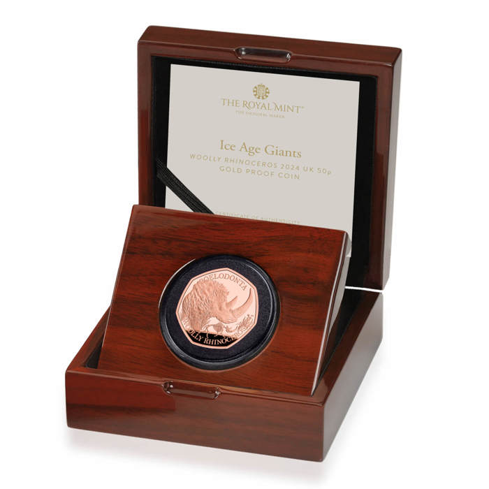 Woolly Rhinoceros 50p Coins 4 Woolly Rhinoceros 50p Gold Proof