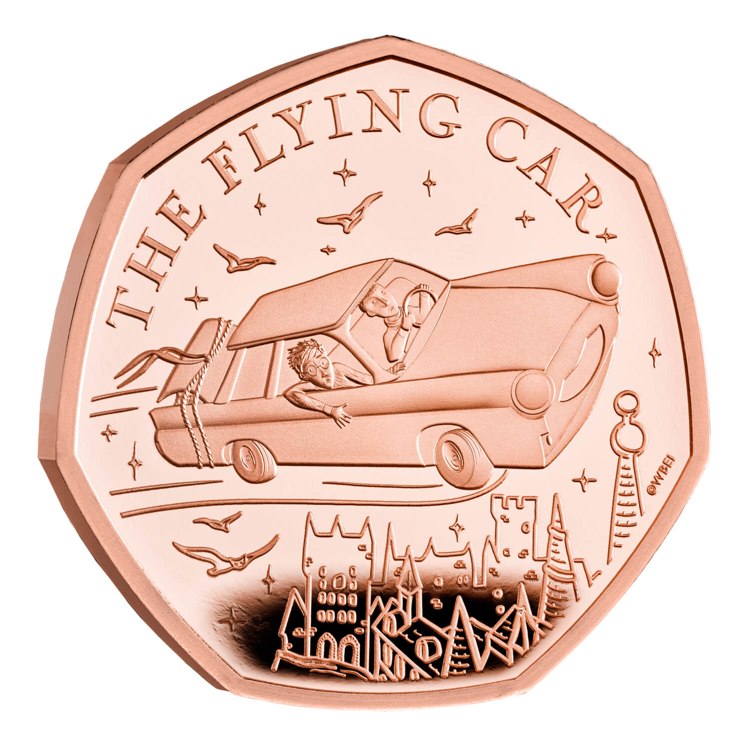 Harry Potter - The Flying Car 2025 UK 50p Gold Proof Coin | The