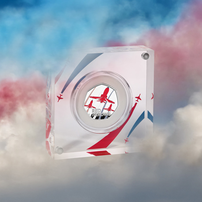Red Arrows 50p 3 The Red Arrows 2025 UK 50p Silver Proof Colour Coin