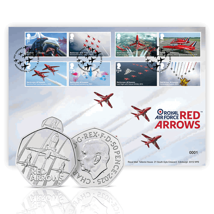 Red Arrows 50p 11 The Red Arrows Brilliant Uncirculated Coin Cover