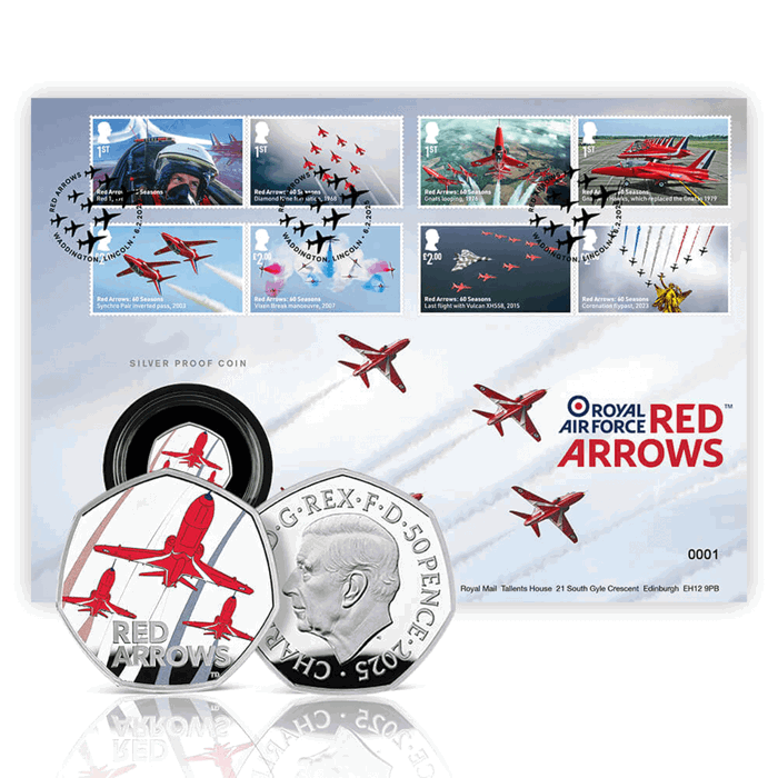 Red Arrows 50p 12 The Red Arrows Silver Proof Coin Cover