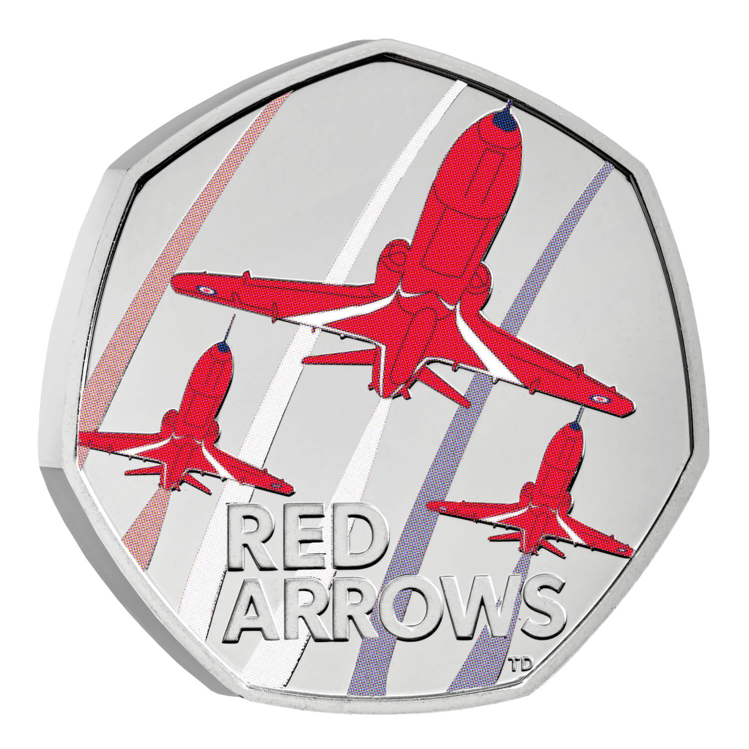 The Red Arrows 2025 UK 50p Brilliant Uncirculated Colour Coin - 2025 Royal Mint Release