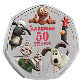 50 Years of Aardman 2026 UK 50p Brilliant Uncirculated Colour Coin