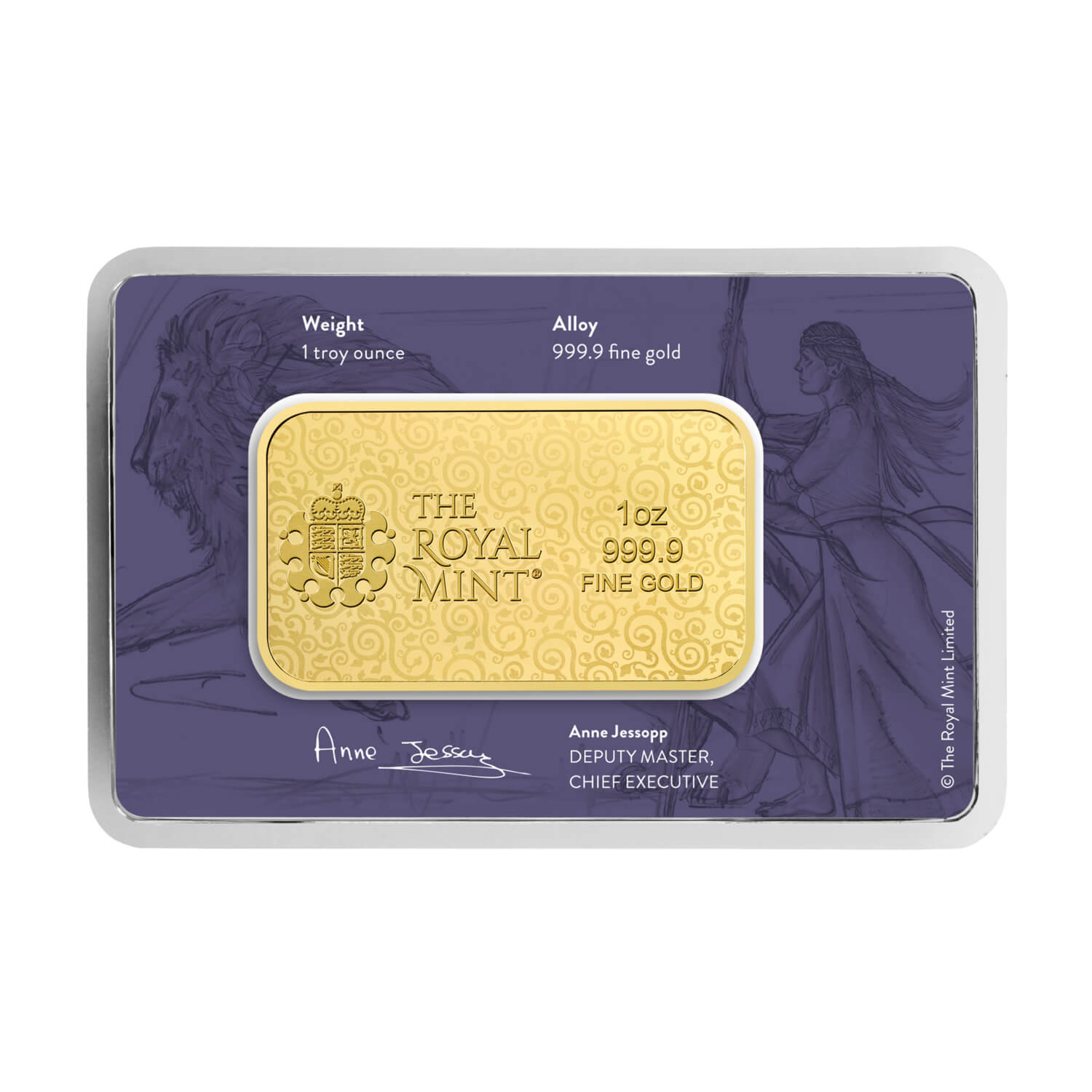Una and the Lion 1oz Gold Minted Bar | The Royal Mint