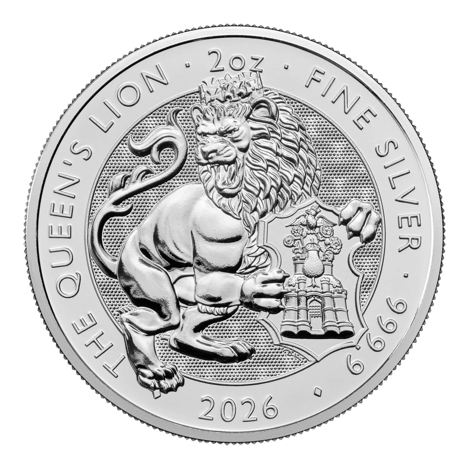 2026 イギリス 2ポンド 銀貨 PCGS チューダーズビースト ライオン The Royal Tudor Beasts 2026 Queen's Lion 2oz Silver Bullion Coin