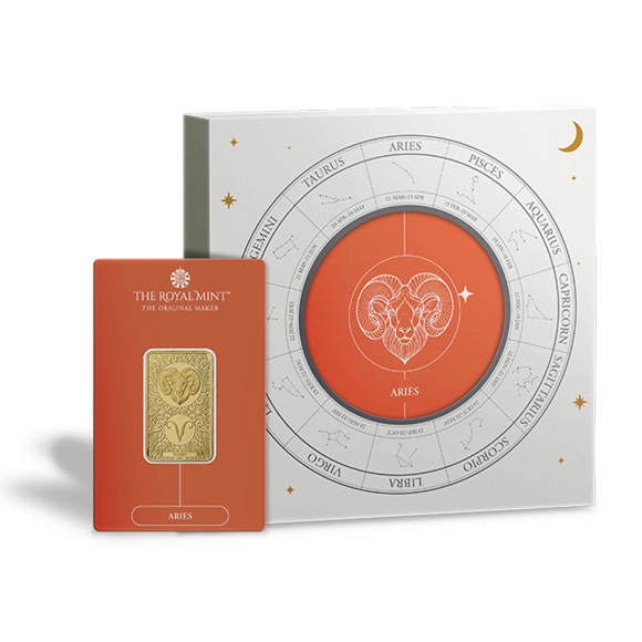Zodiac Aries 5g Gold Bullion Minted Bar With Gift Box