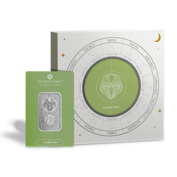 Zodiac Capricorn 1oz Silver Bullion Minted Bar With Gift Box