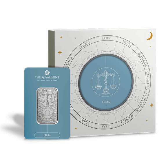 Zodiac Libra 1oz Silver Bullion Minted Bar With Gift Box