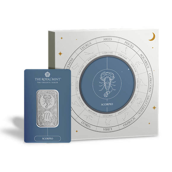 Zodiac Scorpio 1oz Silver Bullion Minted Bar With Gift Box