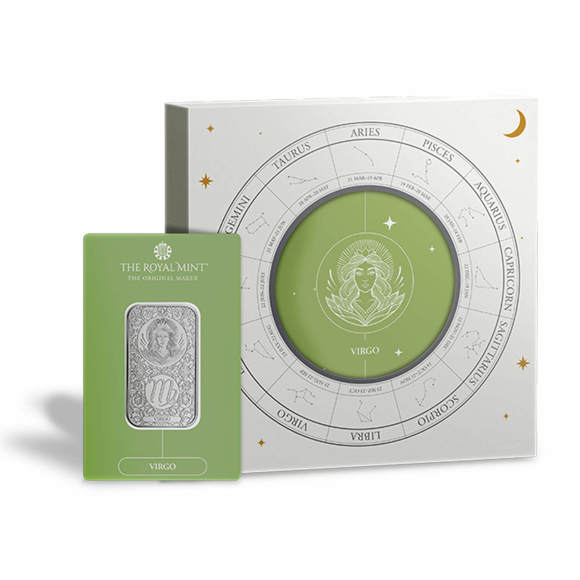 Zodiac Virgo 1oz Silver Bullion Minted Bar With Gift Box