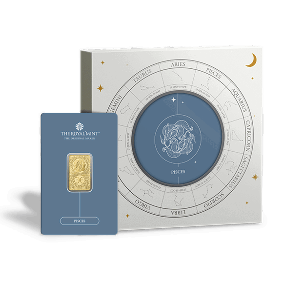 Zodiac Pisces 5g Gold Bullion Minted Bar With Gift Box