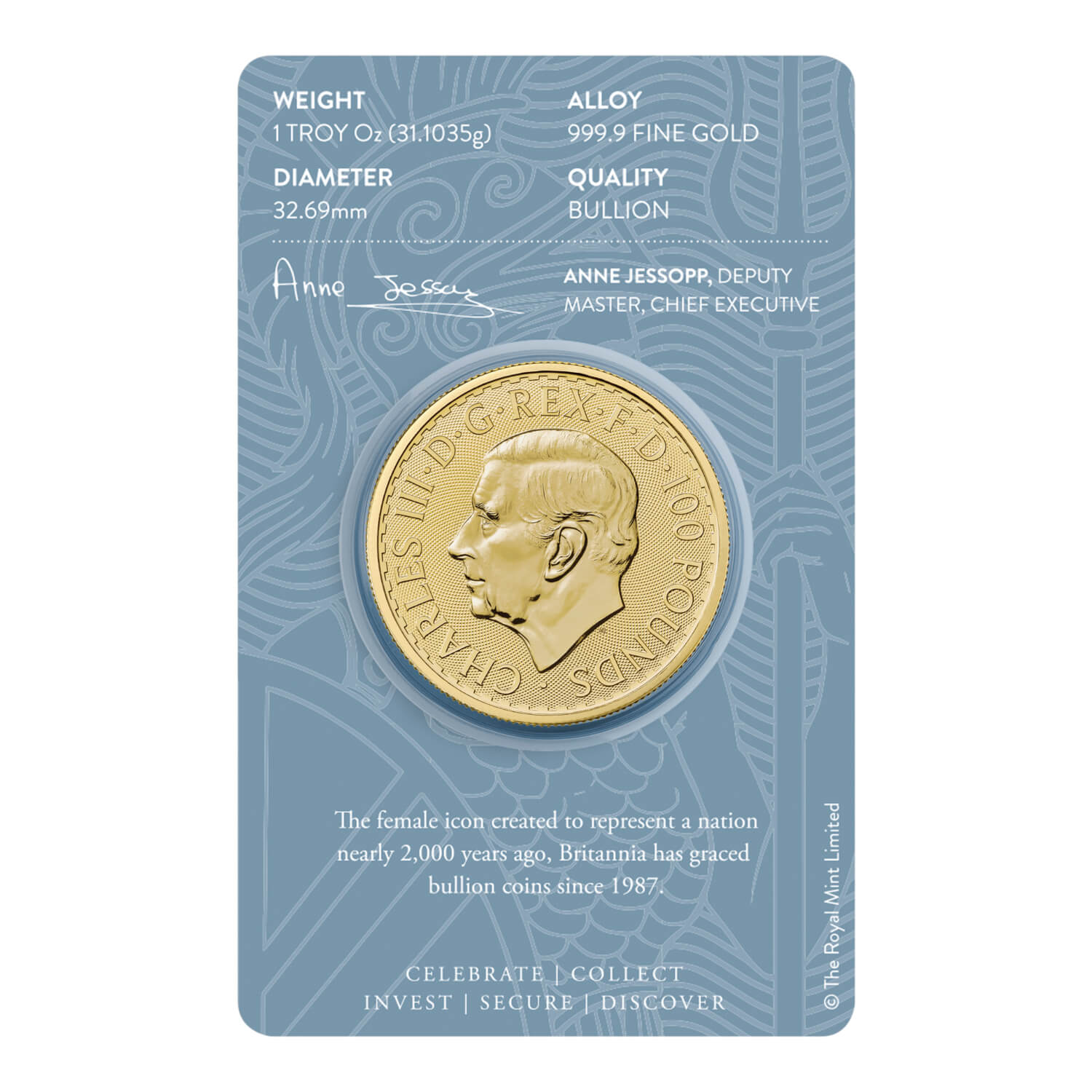 Britannia 2025 1oz Gold Bullion Coin in Blister | The Royal Mint