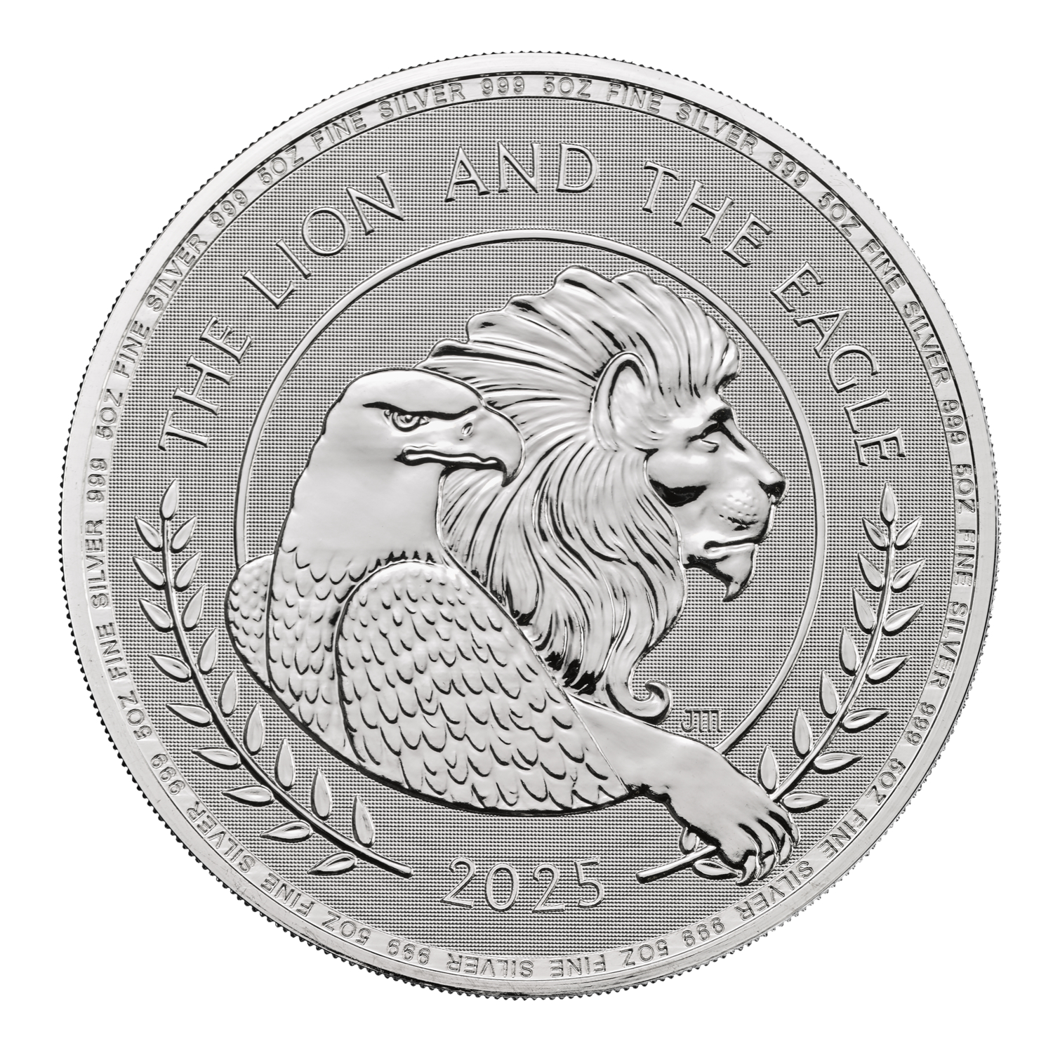 The British Lion and American Eagle 2025 UK 5oz Silver Bullion