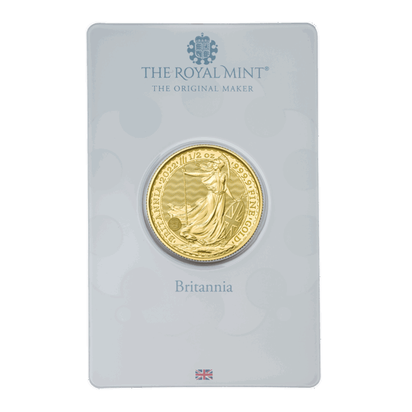 Britannia 2022 1/2 oz Gold Bullion Coin in Blister